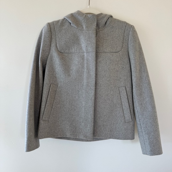 J.Crew Petite Wool Melton Hooded Bib Jacket Coat – Heather Gray Womens 2P - Picture 2 of 10